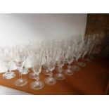 A pair of contemporary St Louis clear cut crystal water or burgundy glasses in the Chambord