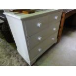 A Victorian pine dressing chest with painted finish of two long and two short drawers with raised