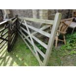 A 12ft weathered softwood five bar gate retailed by A J Charlton & Sons Ltd, Frome, Somerset