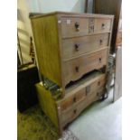 A 1930s limed oak bedroom pair comprising dressing chest of two long and two short drawers with