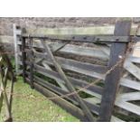 A 6ft weathered hardwood five bar gate