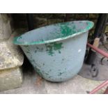 A vintage cast iron cauldron with painted finish, 60 cm in diamter approximately