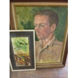 An oil painting on canvas, portrait of a young airman, signed bottom left Peggy Binsted 60 x 45 cm