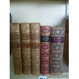 The History of English Literature by Taine, leather bound, 1883 volumes 1, 3 and 4, Longfellow's