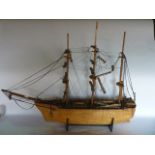 A substantial 20th century model of a three mast galleon constructed principally from matchsticks