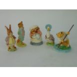 A collection of five Beatrix Potter figures - three Beswick examples - Mr Benjamin Bunny, Foxy