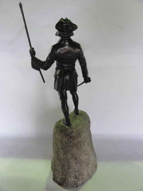 A good quality bronze study of an 18th century mariner clutching a sword in his right hand and - Image 3 of 3