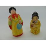Two Royal Worcester candle snuffers in the form of a Mandarin in yellow and orange robes and a