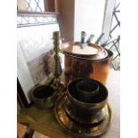 Two good quality graduated 19th century lined copper saucepans with heavy applied iron handles and