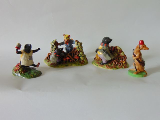 A collection of three Royal Doulton Wind in the Willows Series figure groups including Ratty! Is