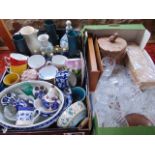 A quantity of miscellaneous ceramics and glassware, a glove box and cover with mother of pearl