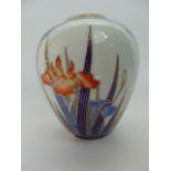 An early 20th century Japanese Fukagawa type vase and cover of ovoid form with painted panels to