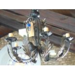 A chandelier with black finish, understood to be by Laura Ashley