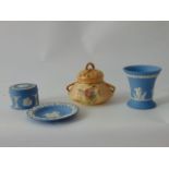 A Royal Worcester blush ivory two handled pot pourri vase and cover of squat form, with painted