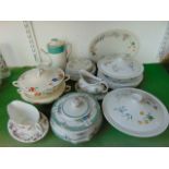 A collection of Royal Doulton Springtime pattern dinner wares, number TC1113, comprising a pair of