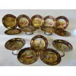 A good quality late 19th century Vienna dessert service all with differing central panels