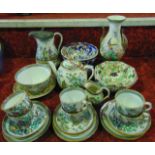 A collection of 19th century teawares with painted and infilled chinoiserie decoration comprising