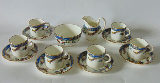 A collection of Minton coffee wares, marked to base Sinclair and comprising milk jug, sugar bowl,