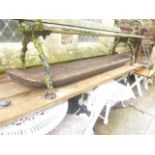 A boat shaped plank/section of brown oak, two metres long x 32 cm wide x 11 cm deep approximately