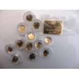 A Collection of Thirteen Tristan da Cunha Fabula Aurum Gold Proof Half Crowns, 2009, each boxed with