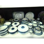 An extensive collection of Wedgwood Blue Pacific pattern dinner and tea wares including three