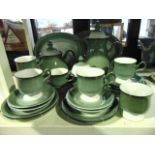 A quantity of Denby coffee and tea wares with pale green and cream glazed finish comprising coffee