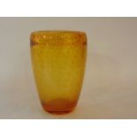A heavy 20th century amber Studio Glass vase of tapering cylindrical form with an internal