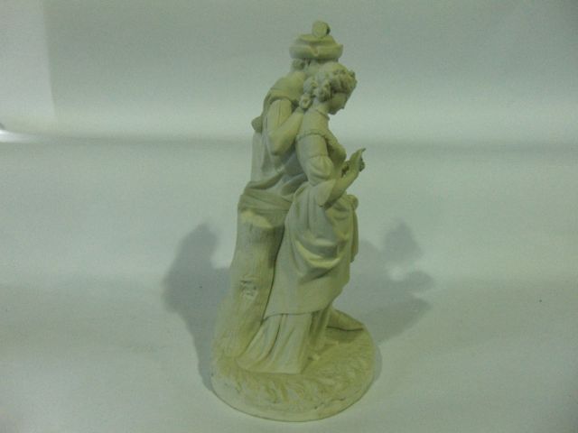 A 19th century W H Kerr & Co Worcester Parian figure of male and female characters in Renaissance - Image 4 of 4