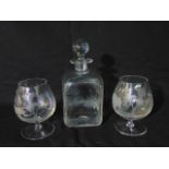 A near pair of clear balloon drinking glasses by Rowland Ward in the Nairobi, Kenya (Safari) range