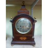 An Edwardian mahogany bracket clock in the Georgian style, the case with string inlaid detail and