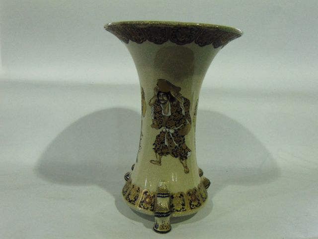 An early 20th century Satsuma vase of waisted form painted with four male characters in various - Image 2 of 3