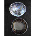 A 20th century moulded glass bowl in the lalique manner with opalescent tinted moulded detail in the