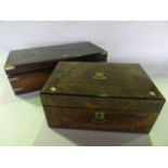 A good quality 19th century walnut veneered writing box with applied brass inlaid escutchen/