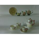 A collection of Royal Stafford coffee wares with relief moulded and painted prunus blossom