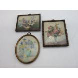 Three miniature paintings on ivory panels, all floral subjects one signed Ada Knott, circa 1930, 9