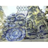 A collection of Copeland Spode blue and white printed Italian pattern wares comprising a circular