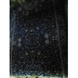 A Persian style wool runner, the bright blue field with abstract floral detail within running