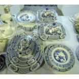 A collection of Furnivals Old Chelsea pattern blue and white printed dinner wares comprising a