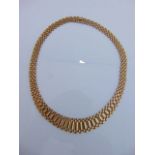 A 9ct gold collar necklace, composed of brick-links, 26.4g