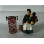 A Royal Doulton figure - The Balloon Seller HN13156 together with a 19th century continental