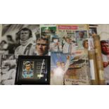 A collection of Steve McQueen ephemera including copies of the LP Le Mans, posters, photographs