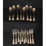 A set of five Victorian silver Queen's pattern table forks, John & Henry Lias, London, 1845, with