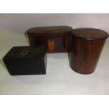 A good quality 19th century tea caddy of canted rectangular form, principally set with mahogany