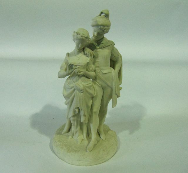 A 19th century W H Kerr & Co Worcester Parian figure of male and female characters in Renaissance