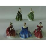 A collection of five Royal Doulton figures - Denise HN2273, Fleur HN2368, Nina HN2347, Fair Lady