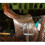 A vintage leather saddle