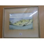 A watercolour of an extensive country landscape with escapement, signed bottom right Jean Parry