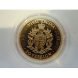 A Tristan da Cunha 22ct Gold Vivat Regina Sovereign Proof, 22nd July 2013, Struck on The Prince's