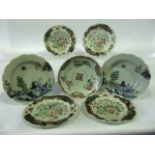 A collection of 19th century oriental ceramics including a set of four plates with dragon decoration