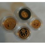 A Queen Elizabeth II Golden Jubilee 22ct Gold Maundy Proof Set of 2002, fourpence, threepence,